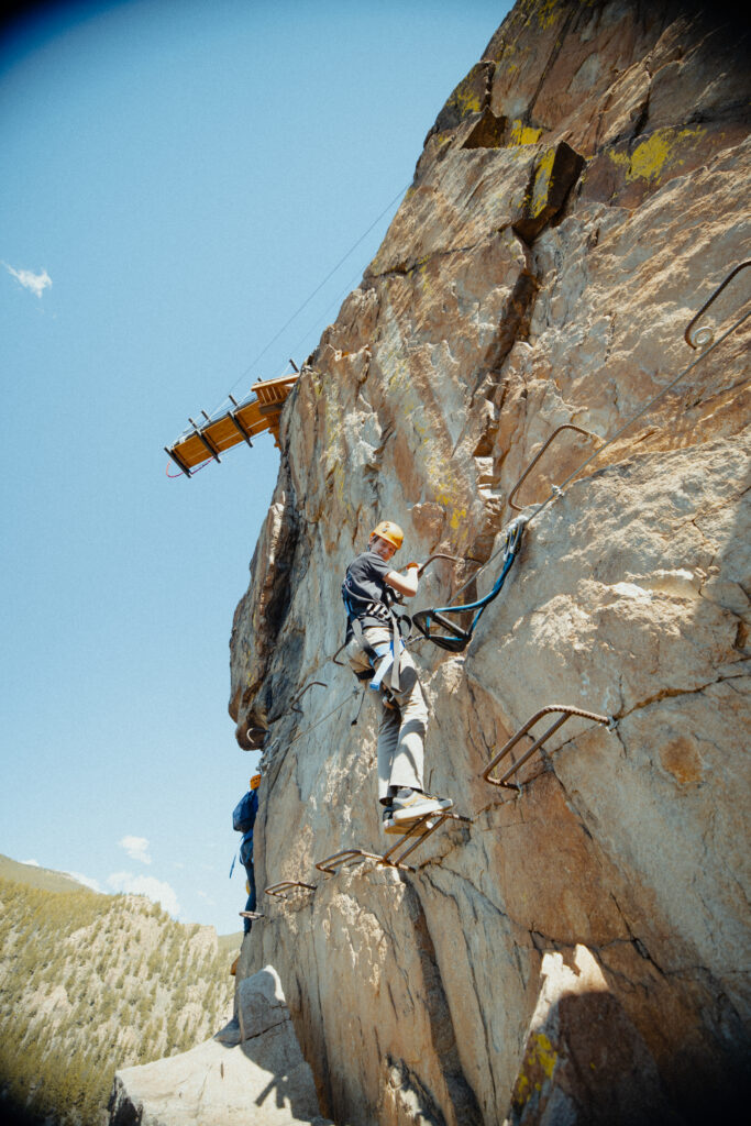 Person on a Via Ferrata course.