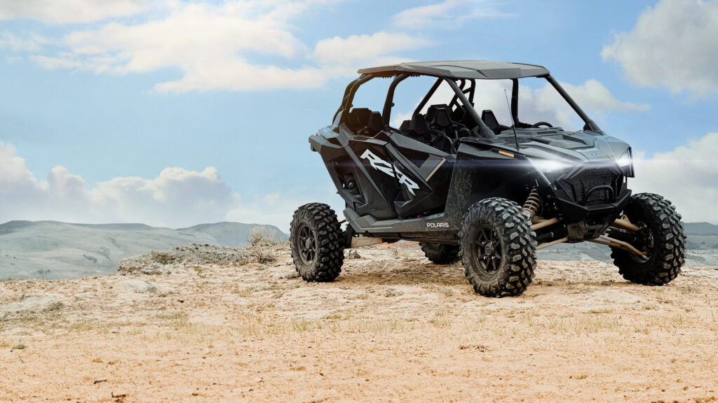 UTV at the top of a mountain trail.